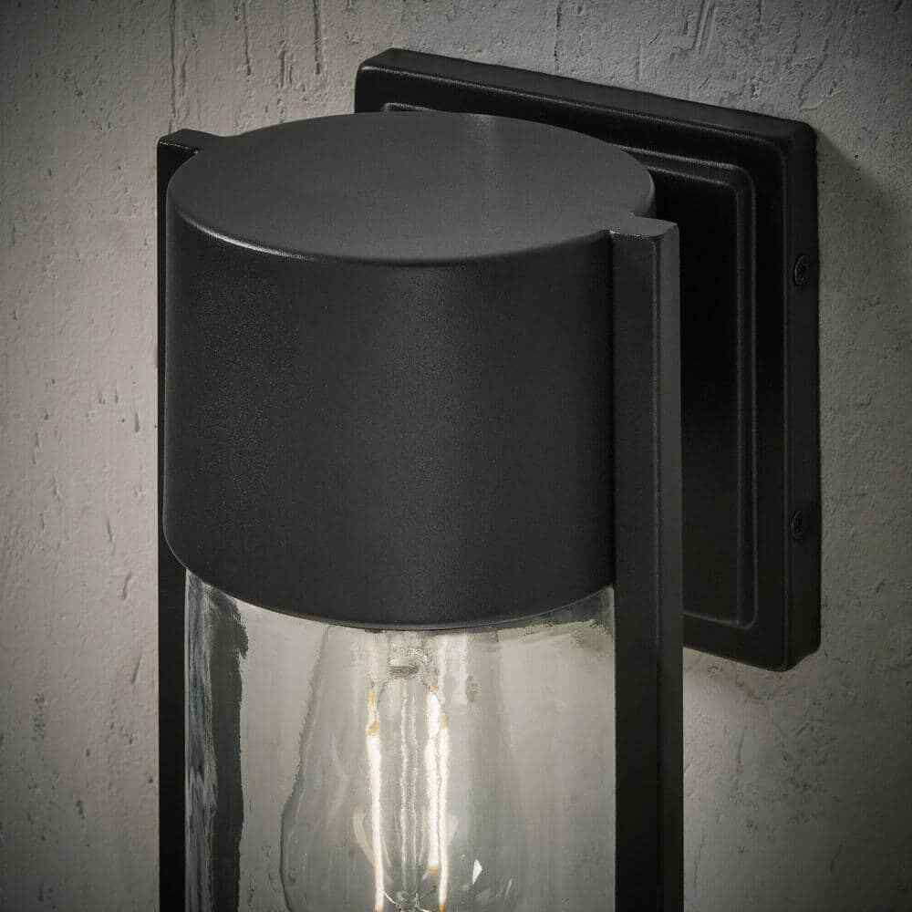 Hampton Bay Kempster 9.92 in. Modern Matte Black Outdoor Wall Cylinder Light