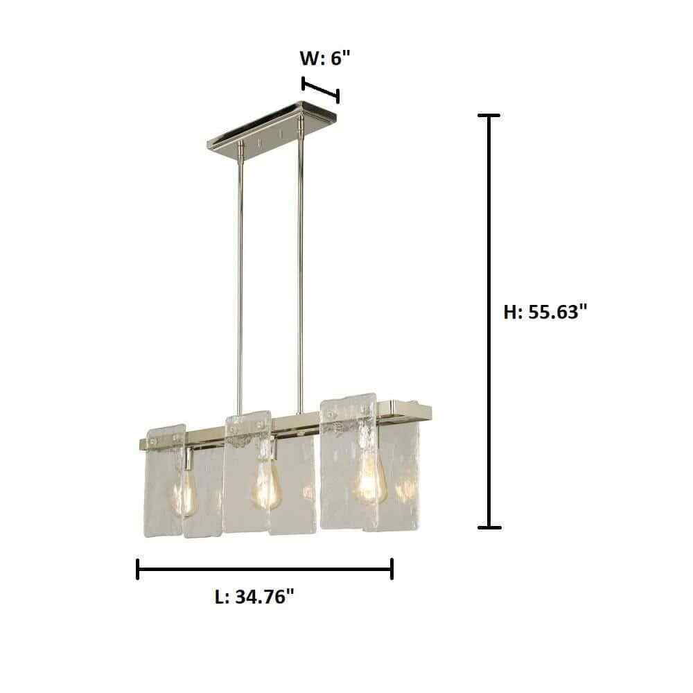 Eglo Wolter 3-Light Polished Nickel Kitchen Island Pendant w/ Clear Glass Shades