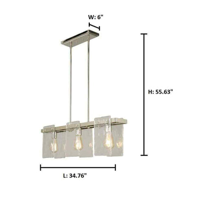 Eglo Wolter 3-Light Polished Nickel Kitchen Island Pendant w/ Clear Glass Shades