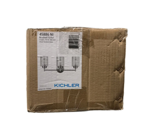 KICHLER Winslow 3-Light Brushed Nickel Bathroom Vanity Light Clear Seeded Glass