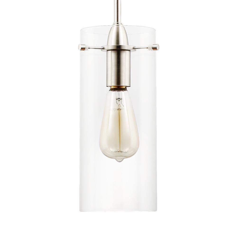 Light Society Montreal 1-Light Clear/Satin Nickel Pendant with Glass Shade