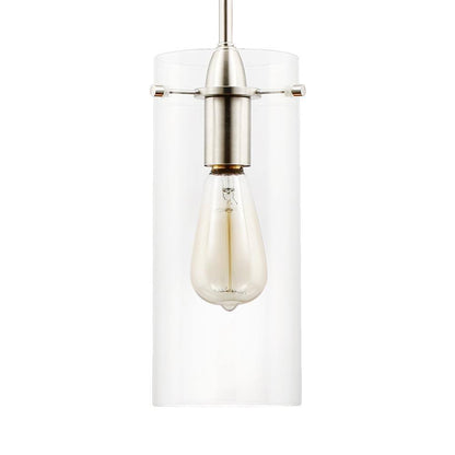 Light Society Montreal 1-Light Clear/Satin Nickel Pendant with Glass Shade