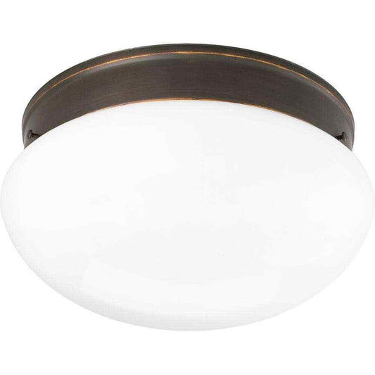 Progress Lighting 2-Light Antique Bronze Flush Mount with White Glass