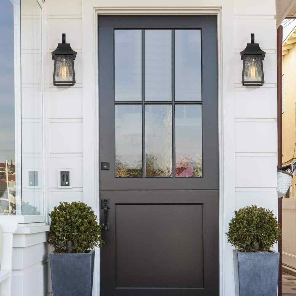 Uolfin Black Farmhouse Outdoor Wall Lantern Sconce Industrial Porch Wall Light