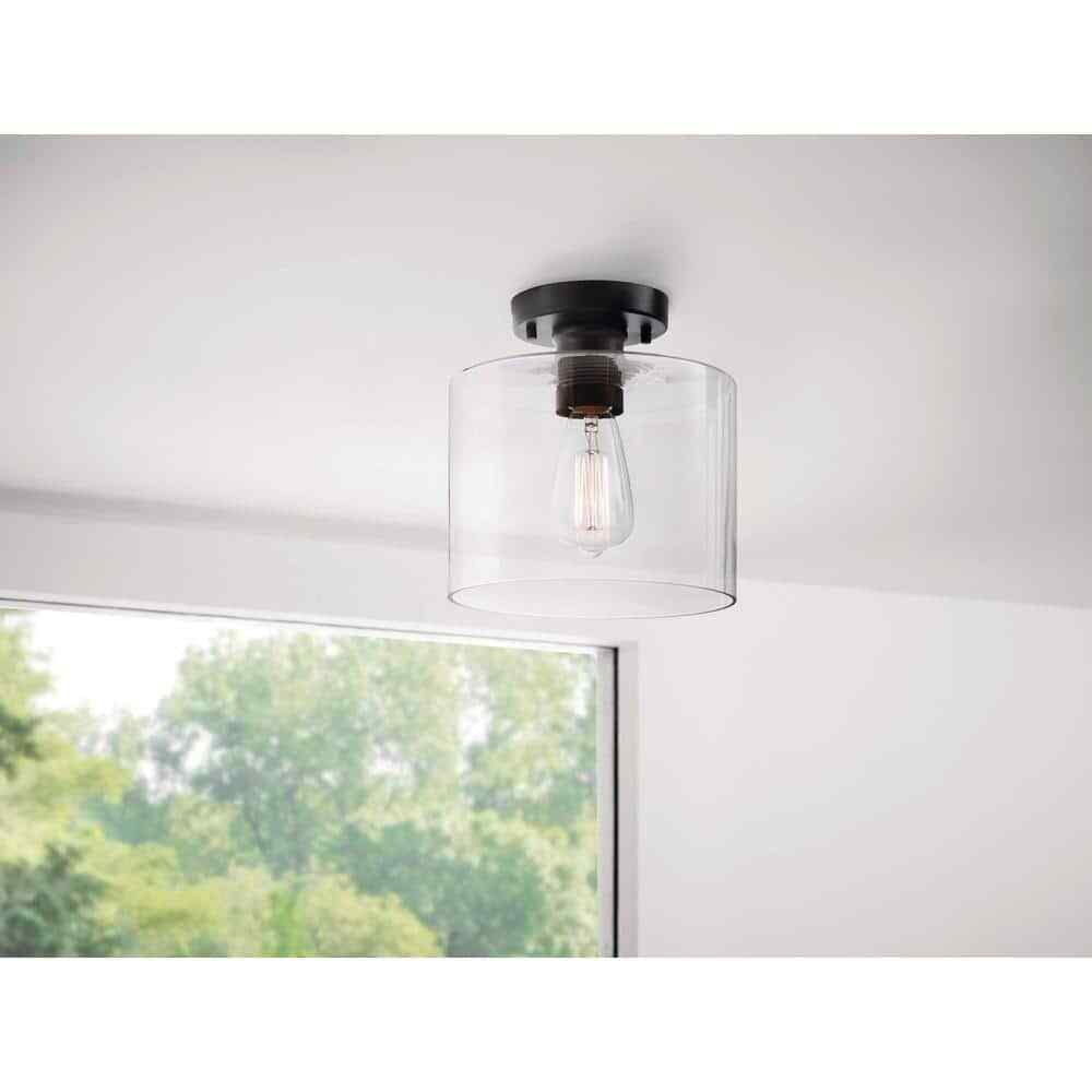 Hampton Bay Westbrook 8 in. 1-Light Matte Black Flush Mount HM20200716-2