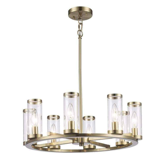 Hampton Bay Loveland 8-Light Brass Wagon Wheel Chandelier Light Fixture