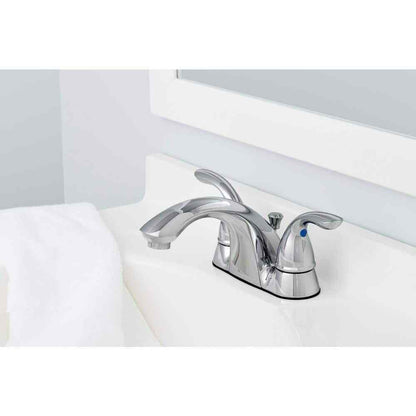 Glacier Bay Builders 4 in. Centerset 2-Handle Low-Arc Bathroom Faucet in Chrome