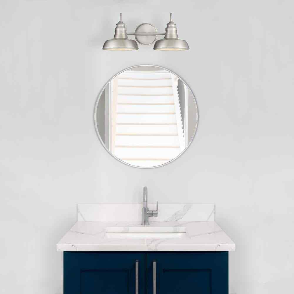 Hampton Bay Elmcroft 18.25 in. 2-Light Brushed Nickel Vanity w/ Metal Shades