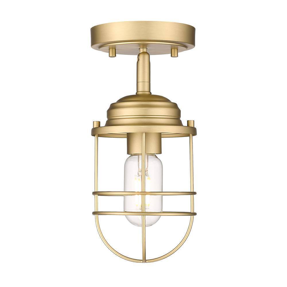 Golden Lighting Seaport 4.63 in. 1-Light Champagne Bronze Semi-Flush Mount