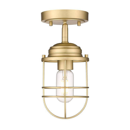 Golden Lighting Seaport 4.63 in. 1-Light Champagne Bronze Semi-Flush Mount