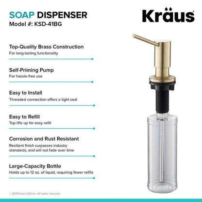KRAUS Kitchen Soap and Lotion Dispenser in Brushed Gold KSD-41BG