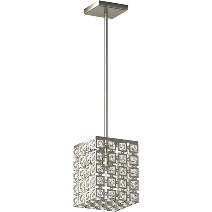 Volume Lighting 1-Light Indoor Brushed Nickel Square Rectangle Downrod Pendant