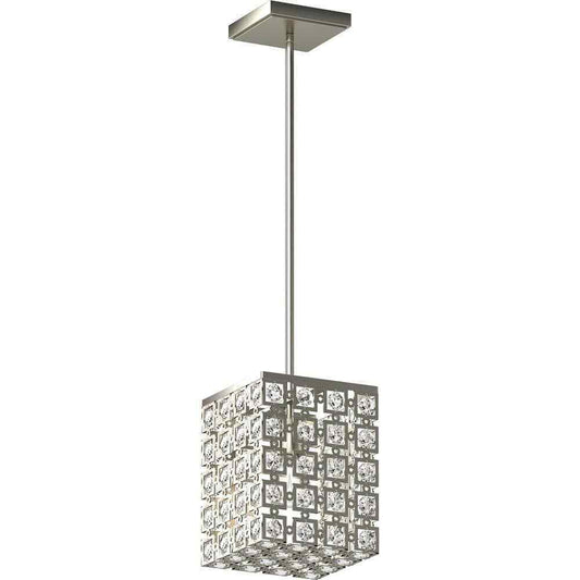 Volume Lighting 1-Light Indoor Brushed Nickel Square Rectangle Downrod Pendant