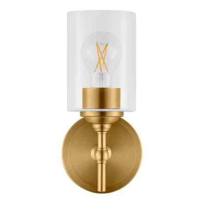 Home Decorators Ayelen 1-Light Matte Brass Clear Glass Indoor Wall Sconce
