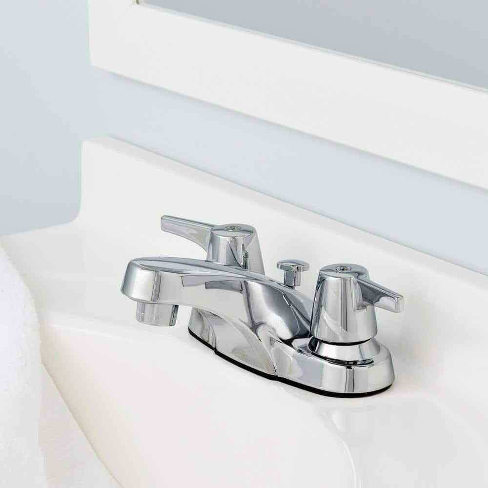Glacier Bay Aragon 4 in. Centerset 2-Handle Low-Arc Bathroom Faucet Chrome