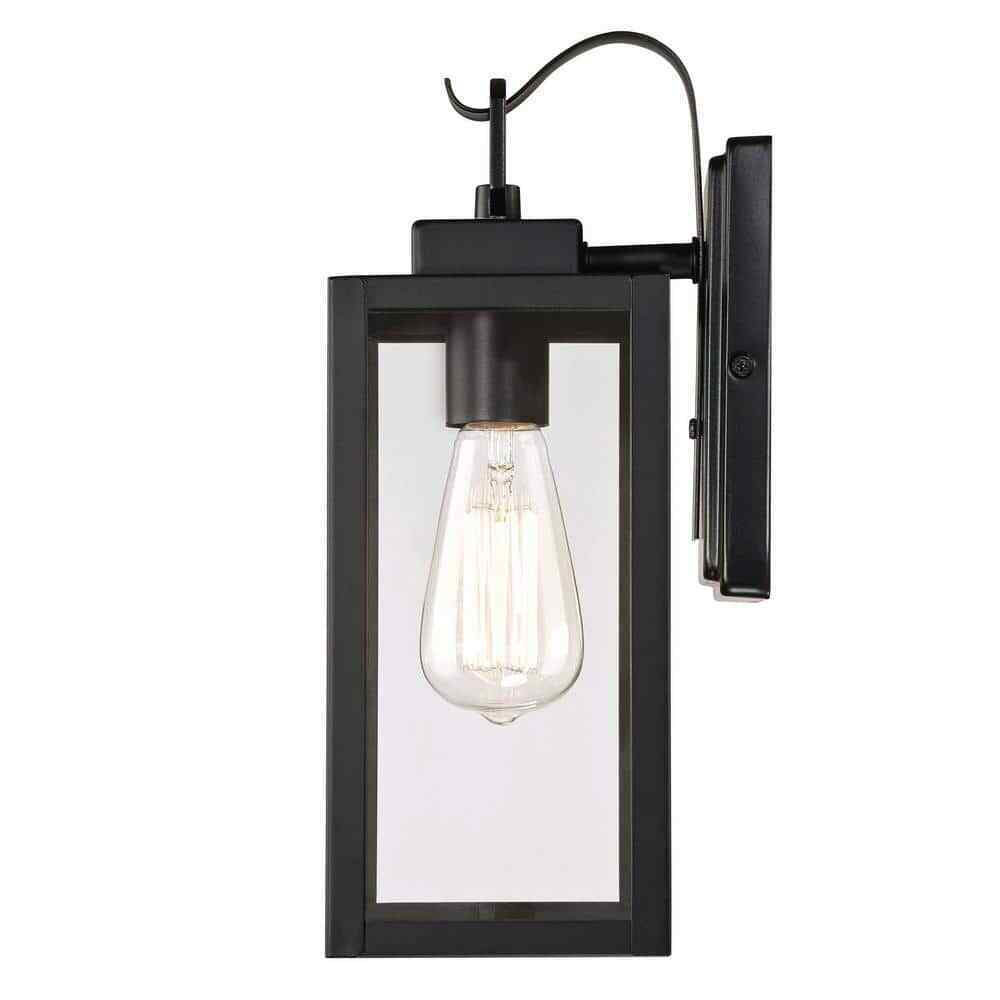 Hukoro Martin 1-Light Matte Black Outdoor Wall Lantern Sconce with Clear Glass