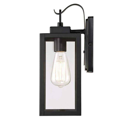 Hukoro Martin 1-Light Matte Black Outdoor Wall Lantern Sconce with Clear Glass