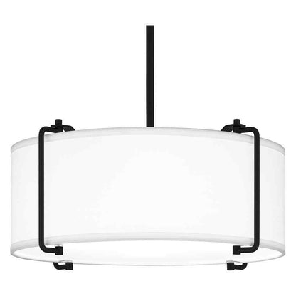 Home Decorators Brookley 4-Light Matte Black Pendant w/ White Fabric Shade