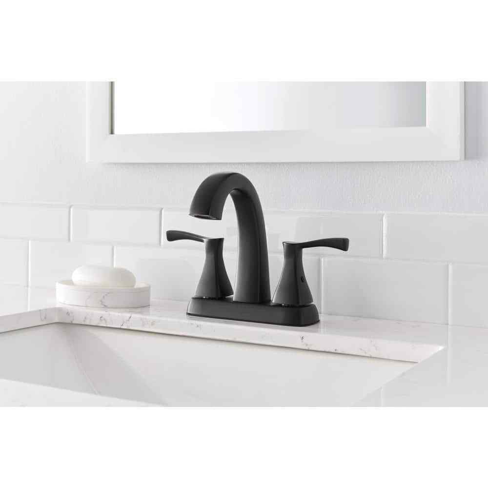 Glacier Bay Calandine 4 in. Centerset 2-Handle Bathroom Faucet Matte Black