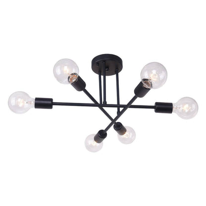 RRTYO Highlandville 23.62 in. 6-Light Black Sputnik Semi-Flush Mount