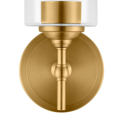 Home Decorators Ayelen 1-Light Matte Brass Clear Glass Indoor Wall Sconce