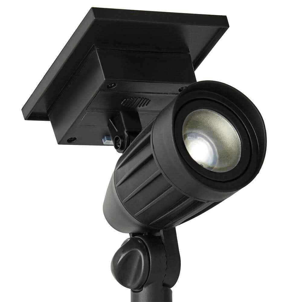 Hampton Bay Solar Black Outdoor LED Spotlight 2-Pack Weather/Rust Resistant