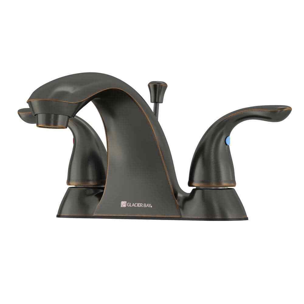 Glacier Bay Builders 4 in. Centerset Double Handle Low-Arc Bathroom Faucet