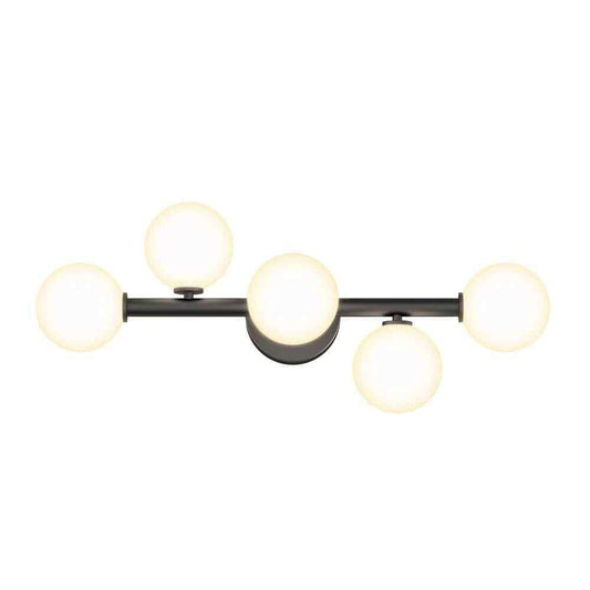 Artika Bloom 5-Light Black Modern LED Vanity Light Bar Bathroom Frosted Glass