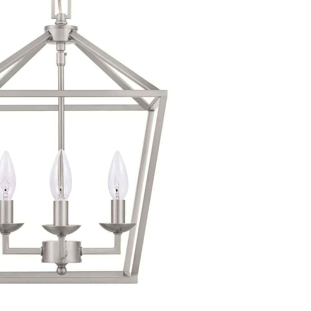 Home Decorators Weyburn 4-Light Brushed Nickel Caged Farmhouse Chandelier