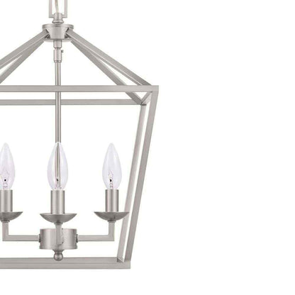 Home Decorators Weyburn 4-Light Brushed Nickel Caged Farmhouse Chandelier