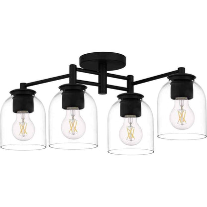 Hampton Bay Boundbrook 26.25 in. 4-Light Matte Black Semi-Flush Mount
