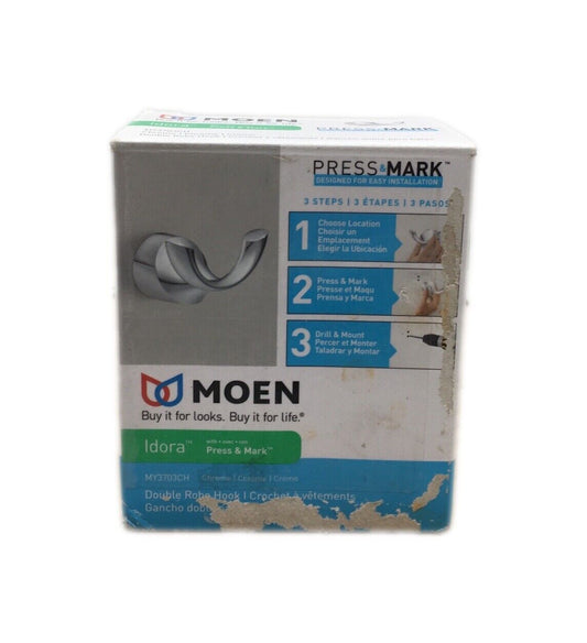 MOEN Idora Robe Hook with Press and Mark in Chrome MY3703CH