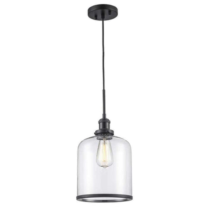 Bel Air Lighting Dorina 1-Light Black Mason Jar Hanging Kitchen Pendant Light