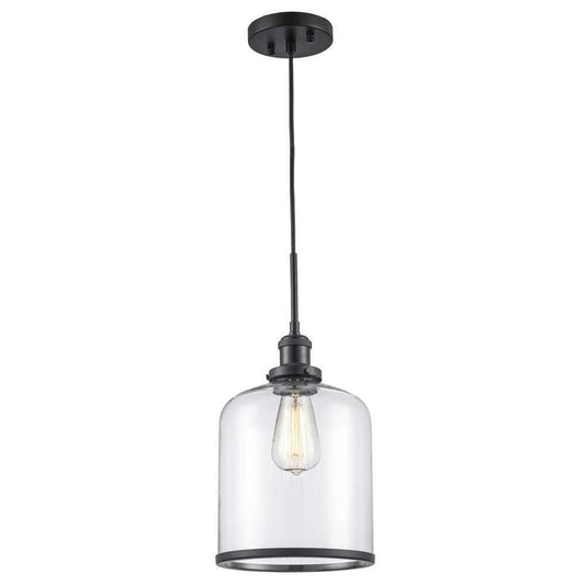 Bel Air Lighting Dorina 1-Light Black Mason Jar Hanging Kitchen Pendant Light