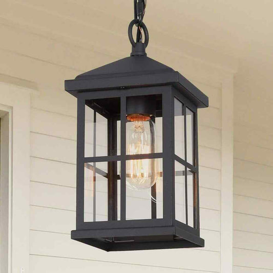 LNC Modern Black Outdoor Pendant Light 1-Light Farmhouse Hanging Lantern