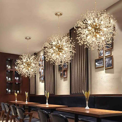 LamQee 16-Light 23.5 in Dia Gold Dandelion Firework Chandelier Crystal Starburst