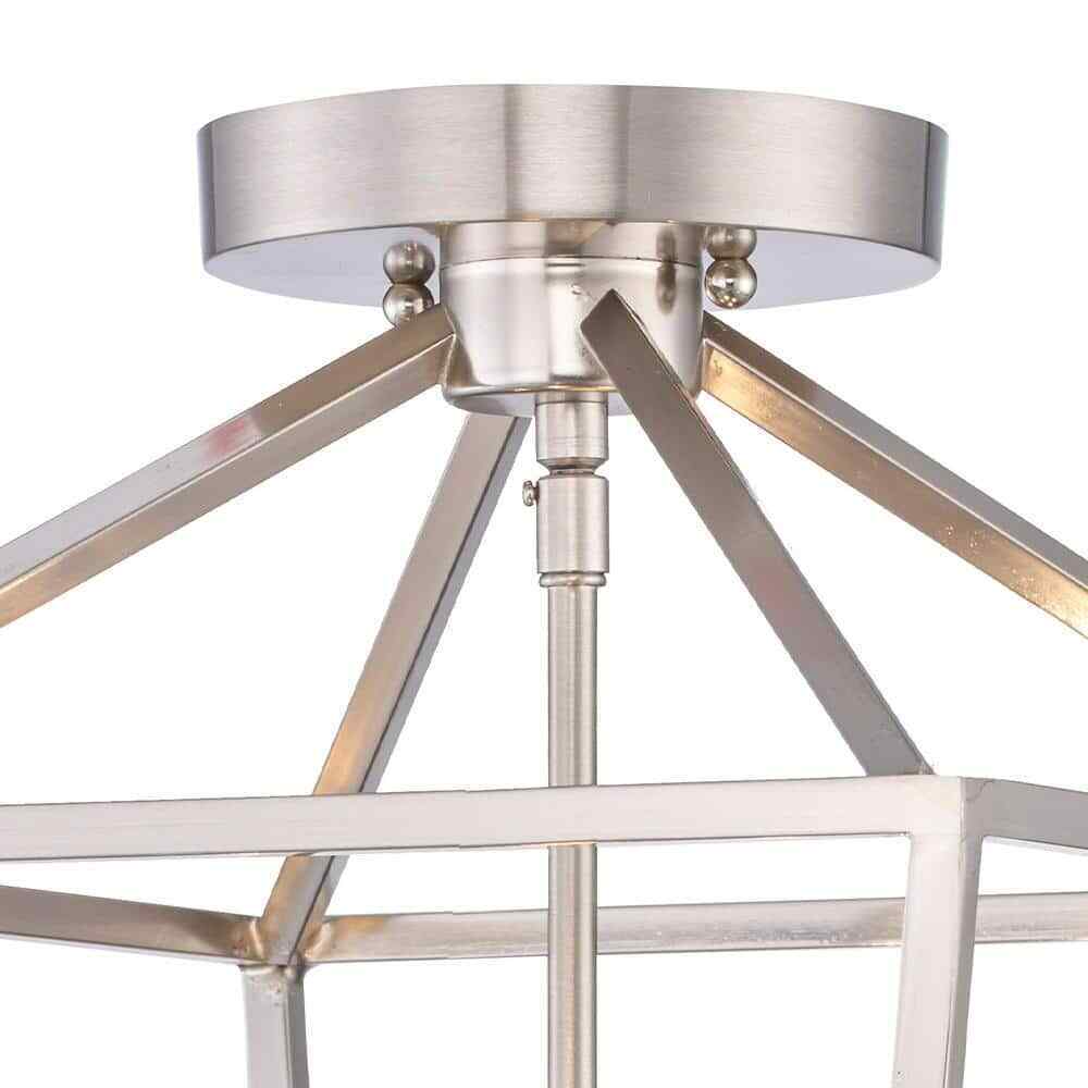 Home Decorators Weyburn 16.5 in. 4-Light Brushed Nickel Semi-Flush Ceiling Light