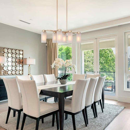 LNC Modern Matte Brass Chandelier Gold 6-Light Dining Room Island Chandelier