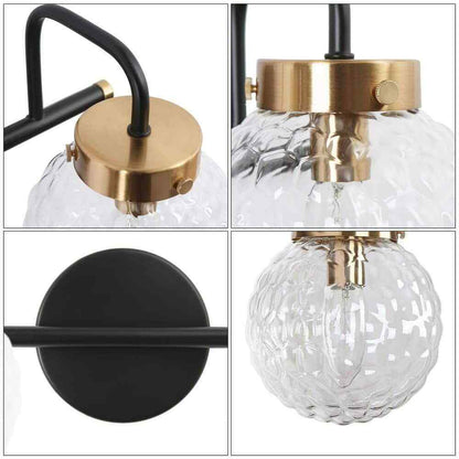 LNC ASTRID Modern 15 in. 2-Light Black Vanity Light Brass Wall Sconce