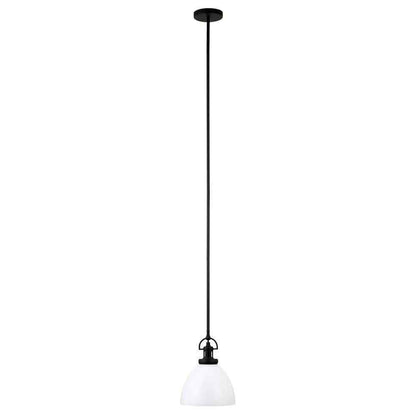 Meyer&Cross Rockwell 1-Light Blackened Bronze Pendant w/ White Milk Glass Shade