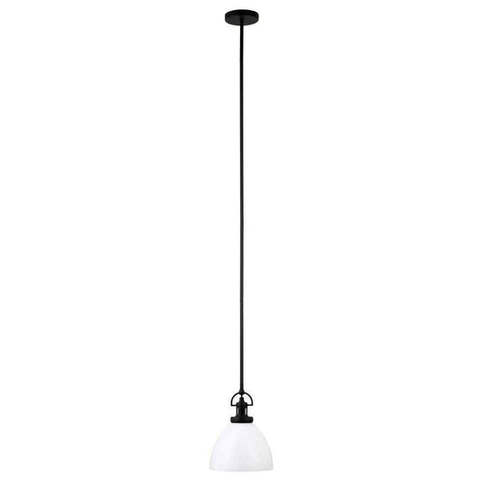 Meyer&Cross Rockwell 1-Light Blackened Bronze Pendant w/ White Milk Glass Shade