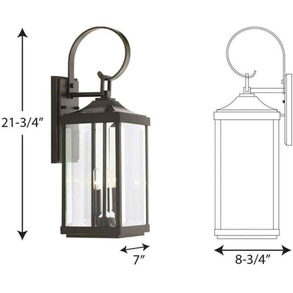 Progress Lighting Gibbes Street Antique Bronze Clear Beveled Glass Wall Light