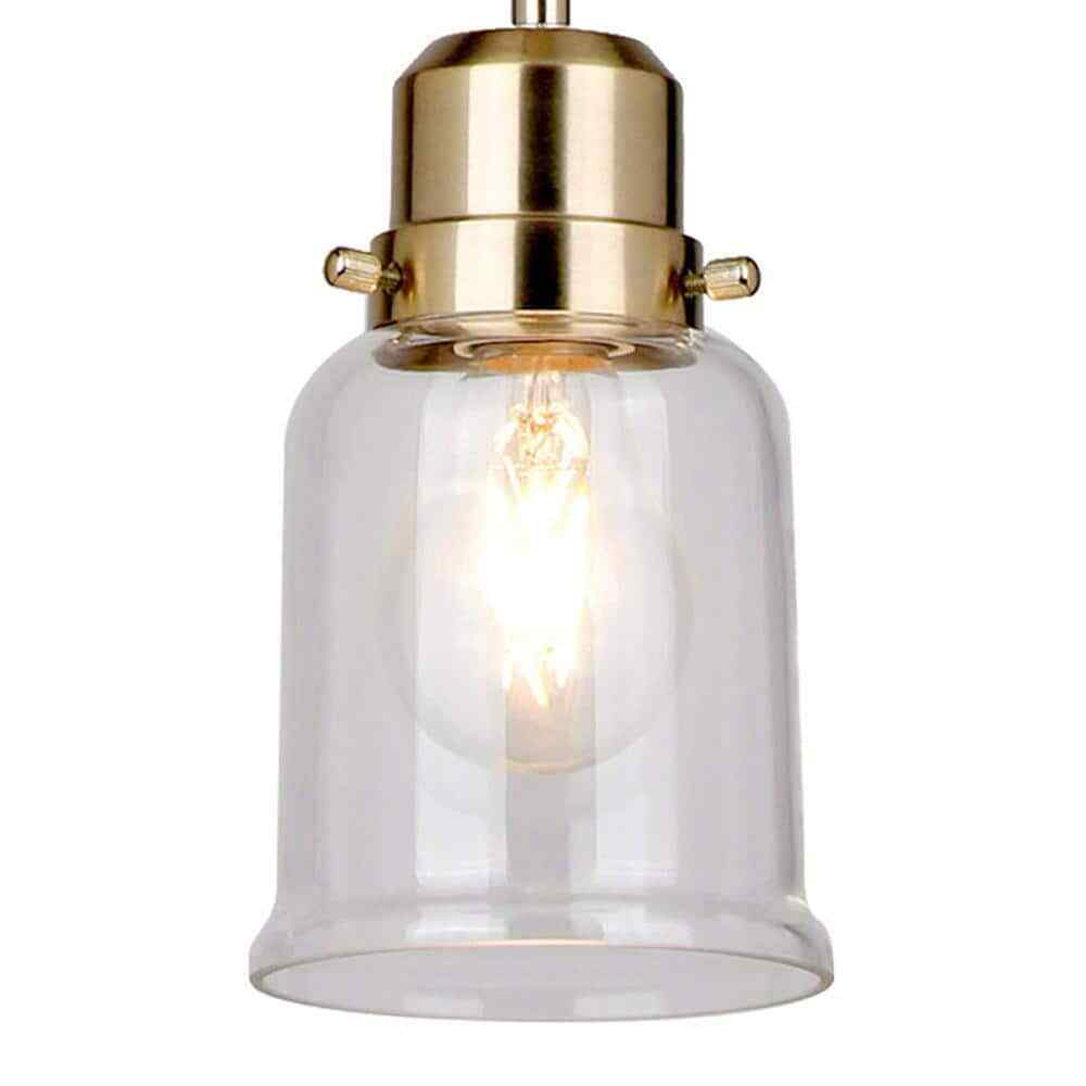 Hampton Bay Timphaven 1-Light Brass Shaded Mini-Pendant Clear Glass