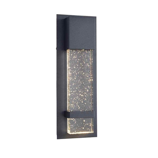 Home Decorators 1-Light Black LED Outdoor Sconce Lantern Light w/ Seeded Glass