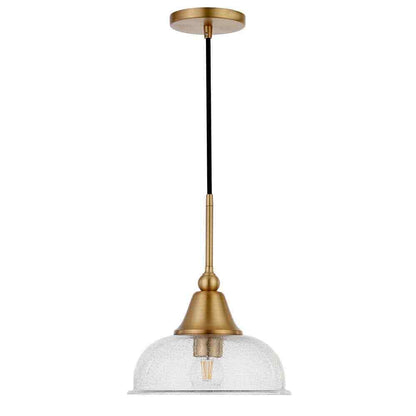 Meyer&Cross Magnolia 1-Light Brass Single Pendant with Seeded Glass Shade PD0524