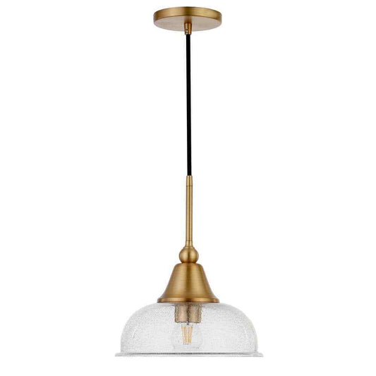 Meyer&Cross Magnolia 1-Light Brass Single Pendant with Seeded Glass Shade PD0524