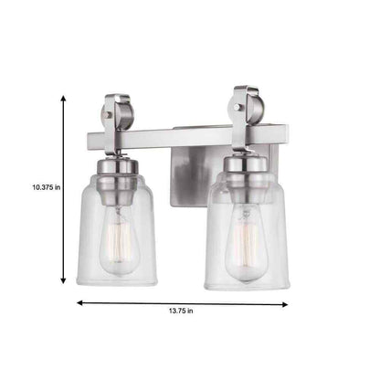 Home Decorators Knollwood 2-Light Brushed Nickel Vanity Light w/ Glass Shades