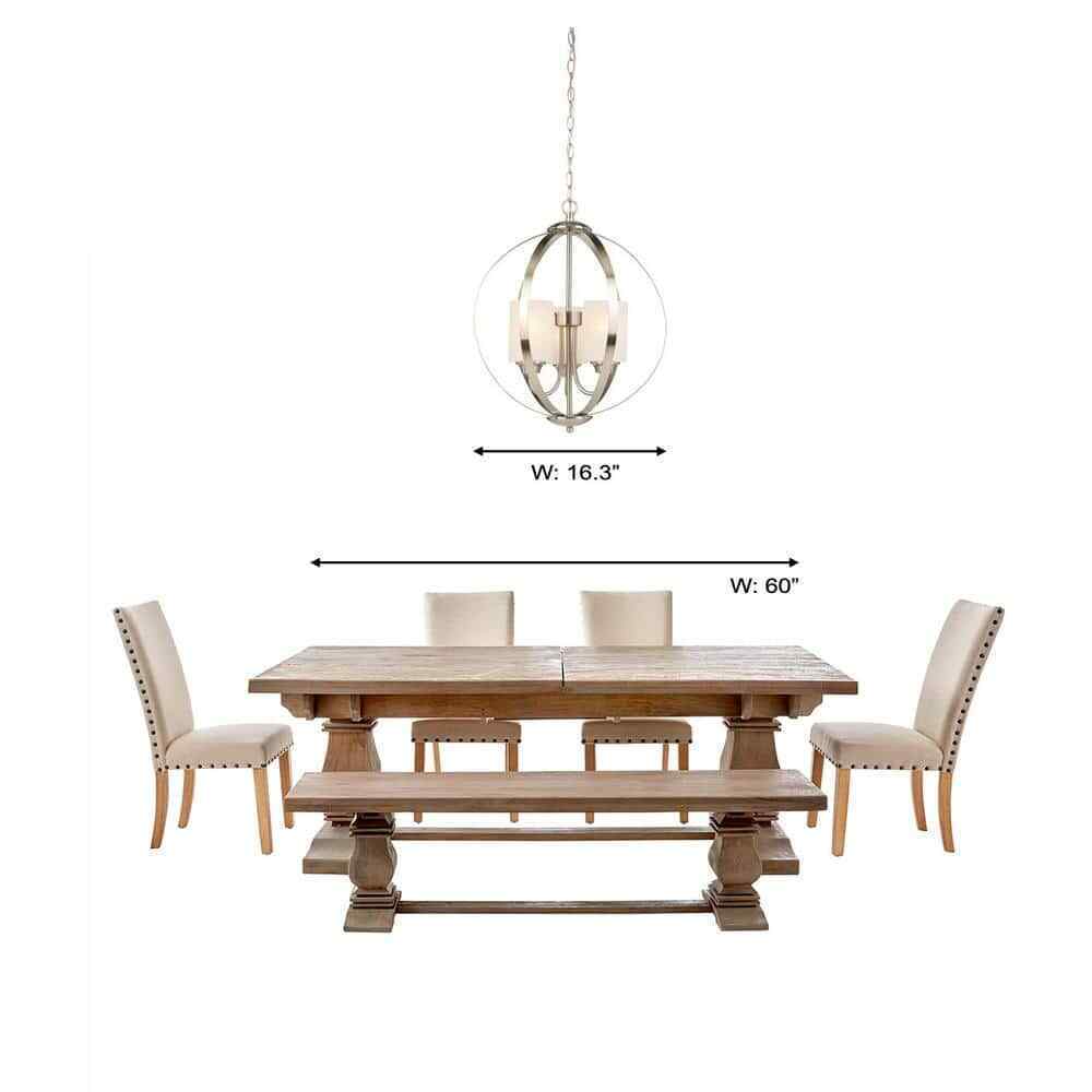 Hampton Bay Findlay 3-Light Brushed Nickel Chandelier w/ Etched White Glass