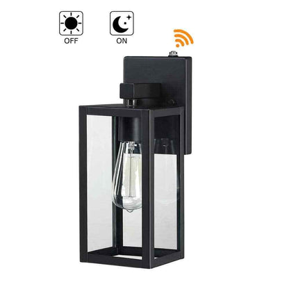 Hukoro Martin  Matte Black Hardwired Outdoor Wall Lantern Sconce w/ Dusk to Dawn