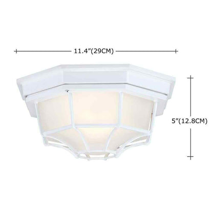 Hukoro Retro Textured White Ceiling Flush Mount Light Fixture w/ Frosted Glass